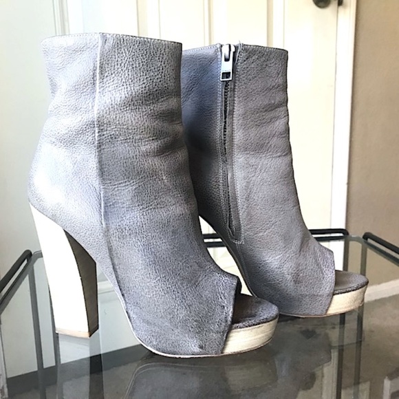 ALLSAINTS "Manifest" Peep-Toe Leather Ankle Boots EUC/sz 37= US sz 7 - Picture 6 of 13